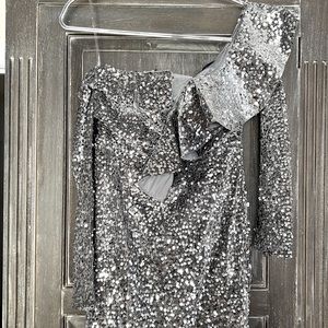 Formal Maxi Silver Sequin Dress